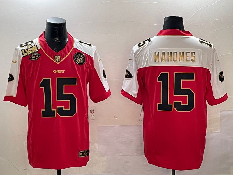 Men Kansas City Chiefs 15 Mahomes Red Thanksgiving three generations 2025 Nike Vapor Limited NFL Jersey style 3